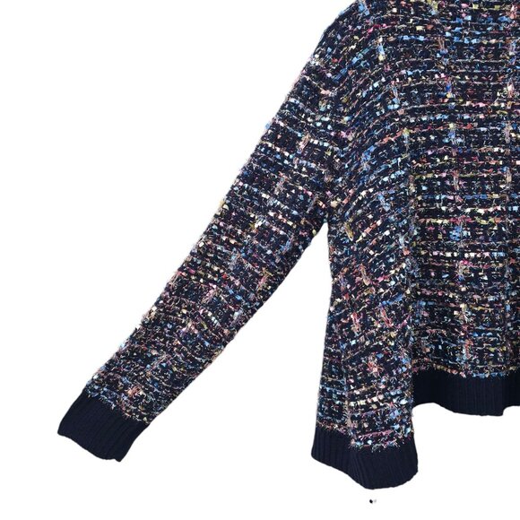 Original USA Open Front Cardigan Women S/M Sparkle Glitz Fringe Ribbon Weave NEW - Picture 14 of 16